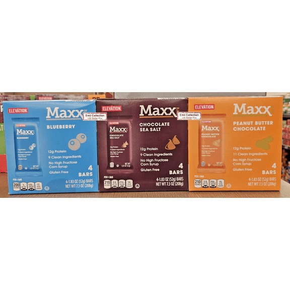 Elevation Maxx Bar Blueberry Chocolate Sea Salt Peanut Butter Chocolate 7.3oz 208g (3 Bars)