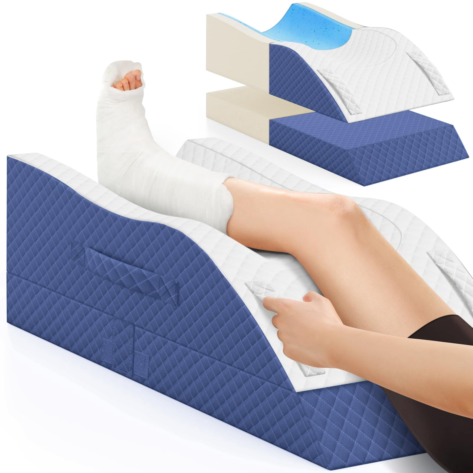 Elevation Pillows For Leg After  Memory Foam Adjustable Wedge Pillow Injury Or Rest Ankle Sleeping Blue