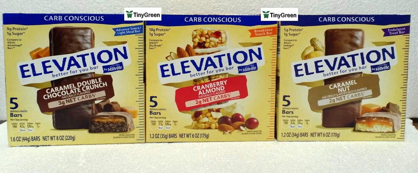 Elevation by Millville Protein Bars Carb Conscious 3 Variety Flavors