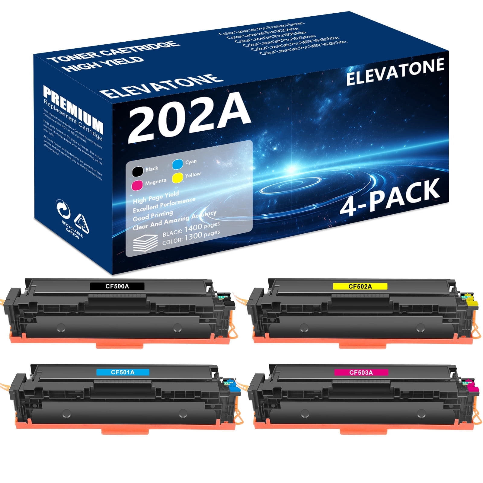 2o2a Toner Printer Elevatone 202A Toner Cartridge Compatible for HP 202A 202X CF500A ...