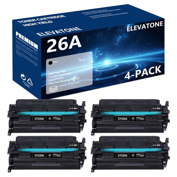 Elevatone Compatible for HP 26A CF226A 26X CF226X Black Toner Cartridge LaserJet Pro MFP M426dw M426fdw M426fdn M402dn M402n M402d M402dw Printer Ink (Black,4-Pack)