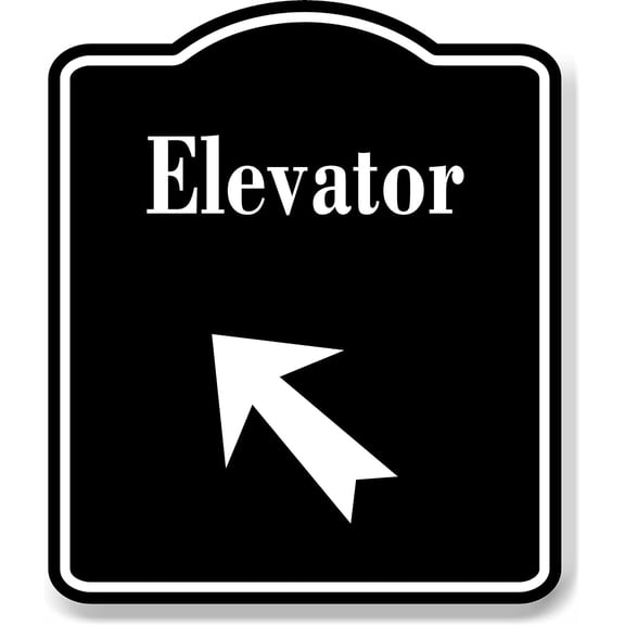 Elevator_45_Degree_Up_Left_Arrow_BLACK Aluminum Composite Sign, 8.5"x10"