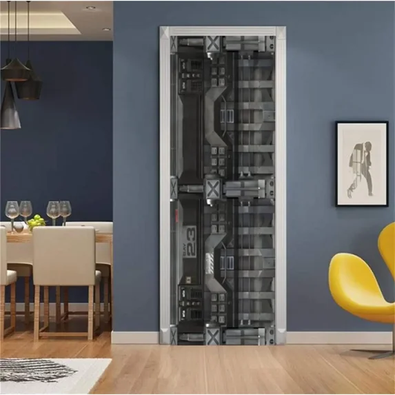 Elevator Buttons Panel with Brushed Metal Texture Background Door Sticker Removable Self Adhesive Ar