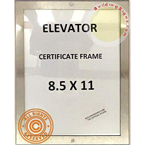 Elevator Certificate Frame 8.5x11 (Lockable !!!, Stainless Steel, Heavy Duty-Commercial use) (ref-2201)