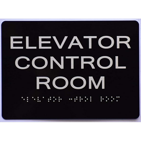 Elevator Control Room Sign Black (Aluminium, Black/Silver,Size 5x7) The Sensation line