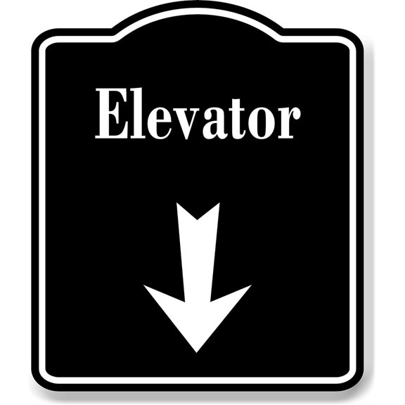Elevator_Down_Arrow_BLACK Aluminum Composite Sign, 8.5"x10"
