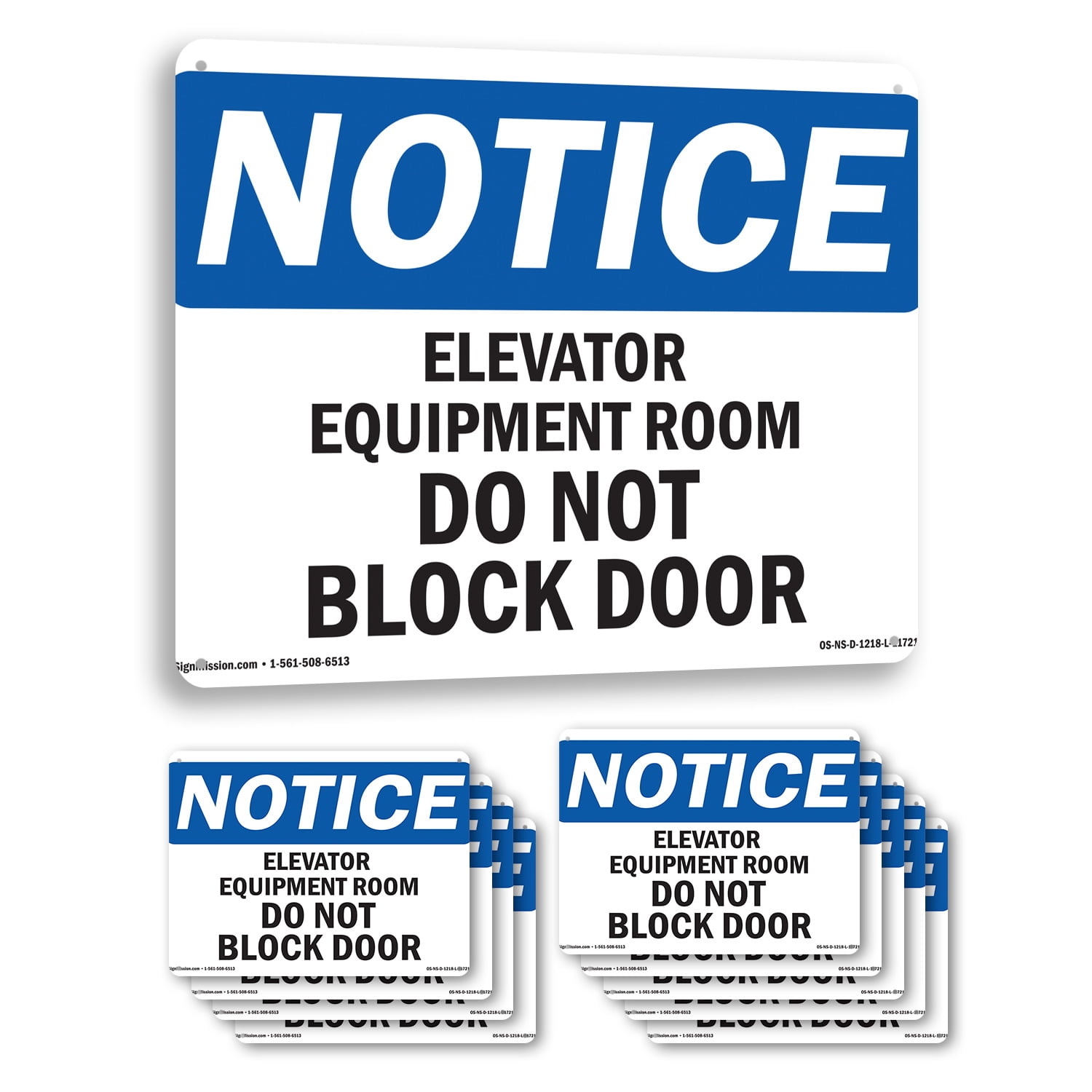 Elevator Equipment Room Do Not Block Door OSHA Notice Aluminum Sign 24 ...