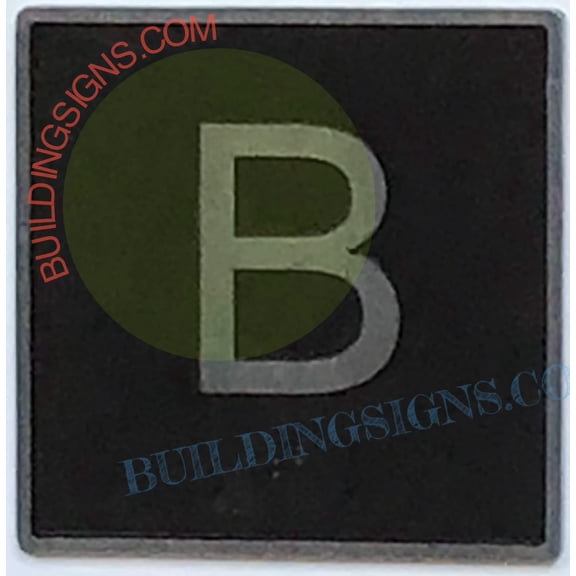 Elevator Floor Number B Sign- Elevator JAMB Plate Floor B Sign (Black Backround,CAST Iron,4X4 INCH)-The Iron Man LINE(ref062022)
