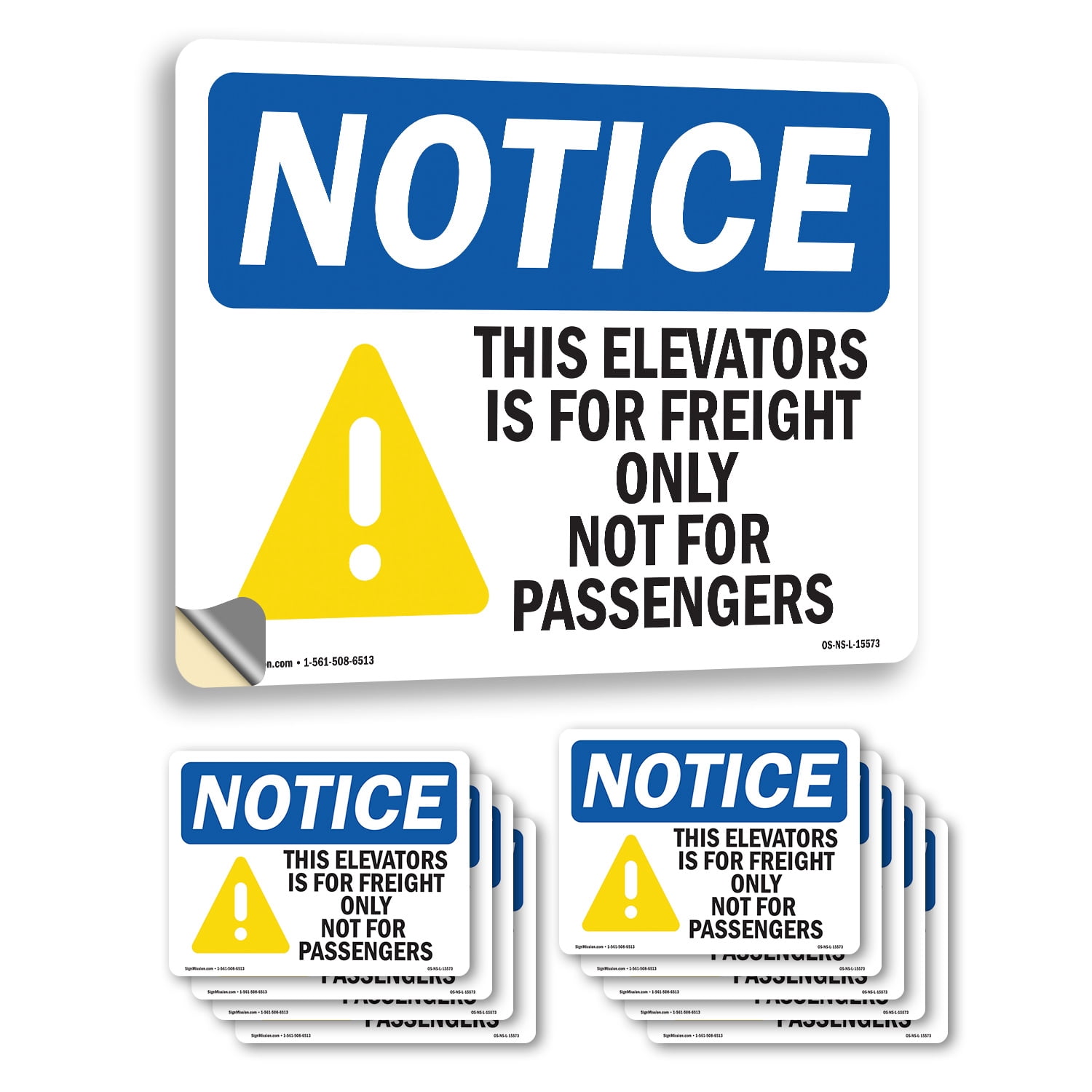OSHA Safety Sign - This Elevator Is For Freight Only No Passengers, 10x14 Inch Plastic