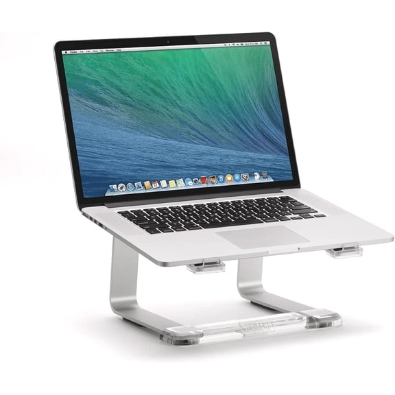 Elevator Laptop Stand - Ergonomic Computer Riser & Laptop Mount Made of Sturdy Brushed Aluminum - Supports Posture & Elevates Workspace with a Minimal Design, Classic Clear (2.5 Oz)