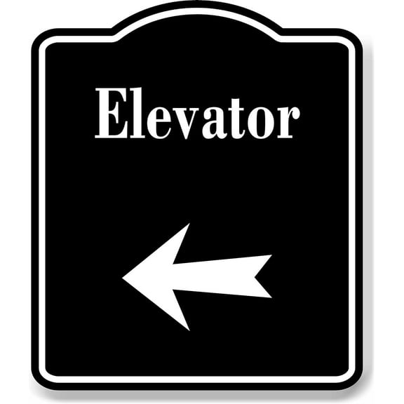 Elevator_Left_Arrow_BLACK Aluminum Composite Sign, 8.5"x10"