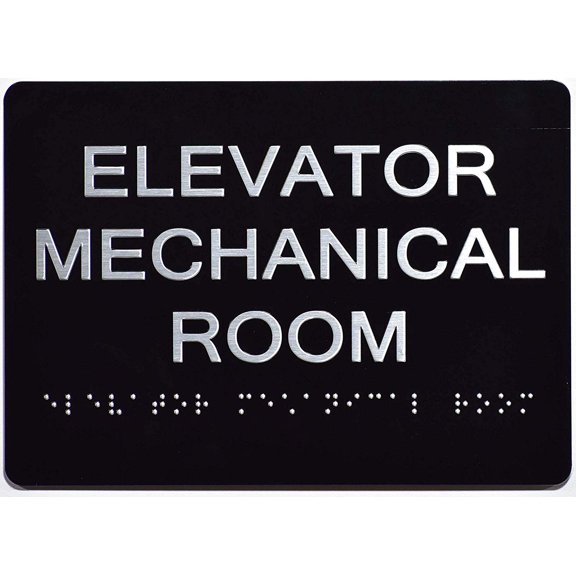 Elevator Mechanical Room Sign Black (Aluminium, Black/Silver,Size 5x7) The Sensation line