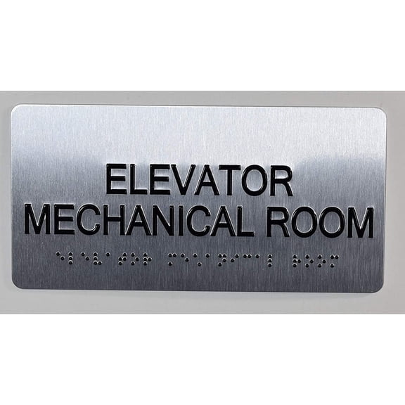 Elevator Mechanical Sign Silver-Tactile Touch Braille Sign (Aluminium !!, Brush Silver,Size 4x8)- The Sensation line(ref-2022-4)