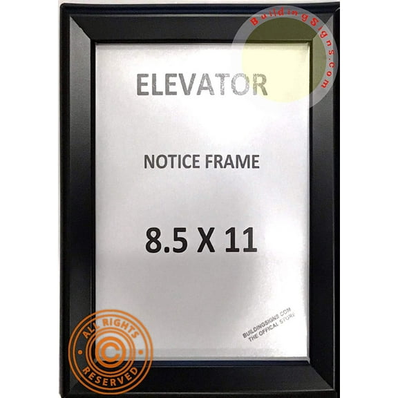 Elevator Notice Frame 8.5x11 (Black, Heavy Duty - Aluminum) (ref-2201)