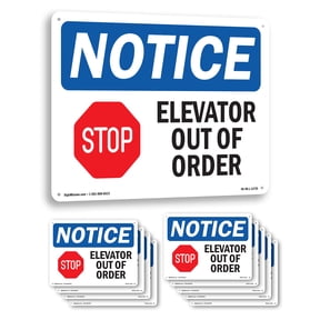 Elevator Out Of Order OSHA Notice Aluminum Sign 10 Inch x 7 Inch - 10 Pack