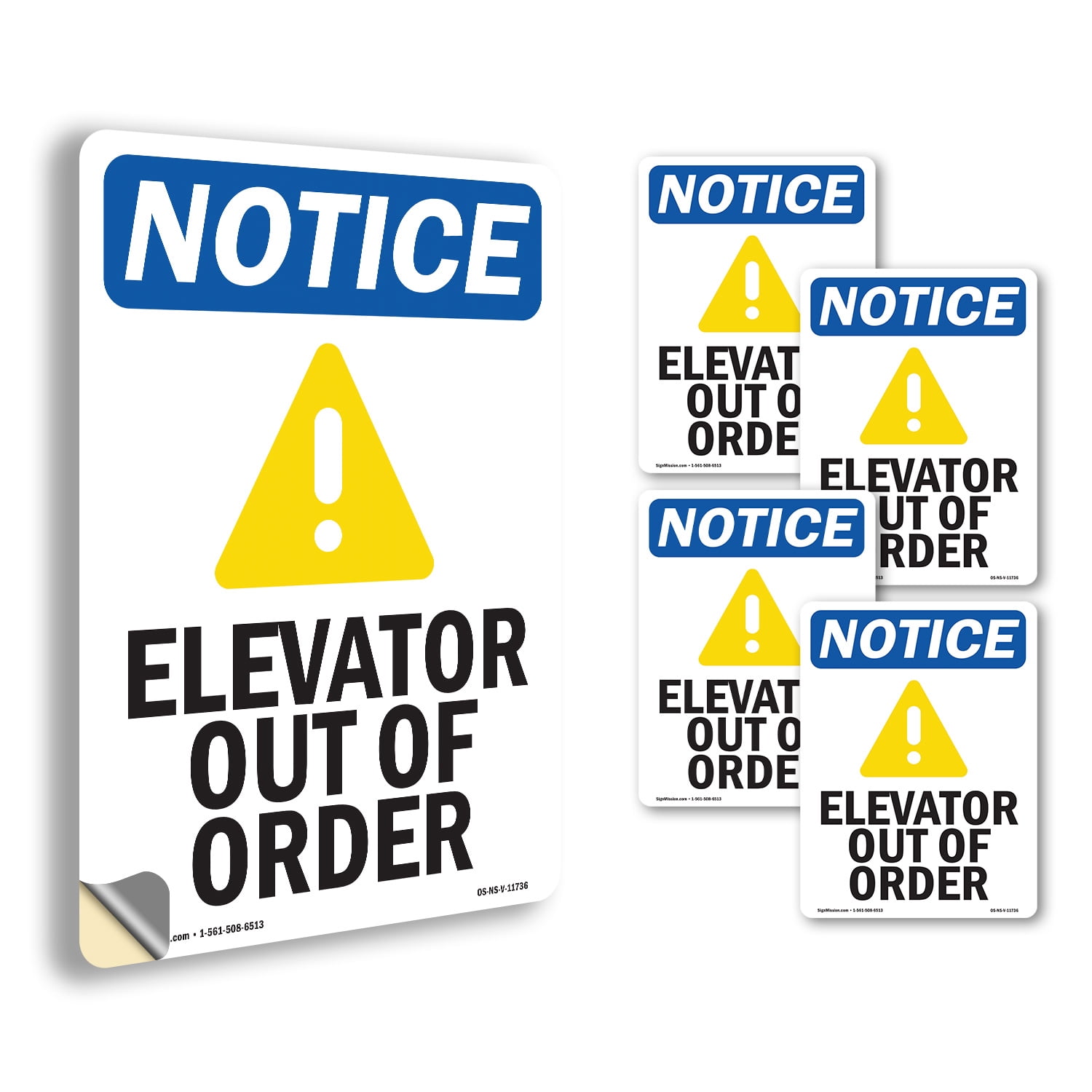 Elevator Out Of Order With Symbol OSHA Notice Vinyl Decal