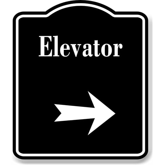 Elevator_Right_Arrow_BLACK Aluminum Composite Sign, 8.5"x10"