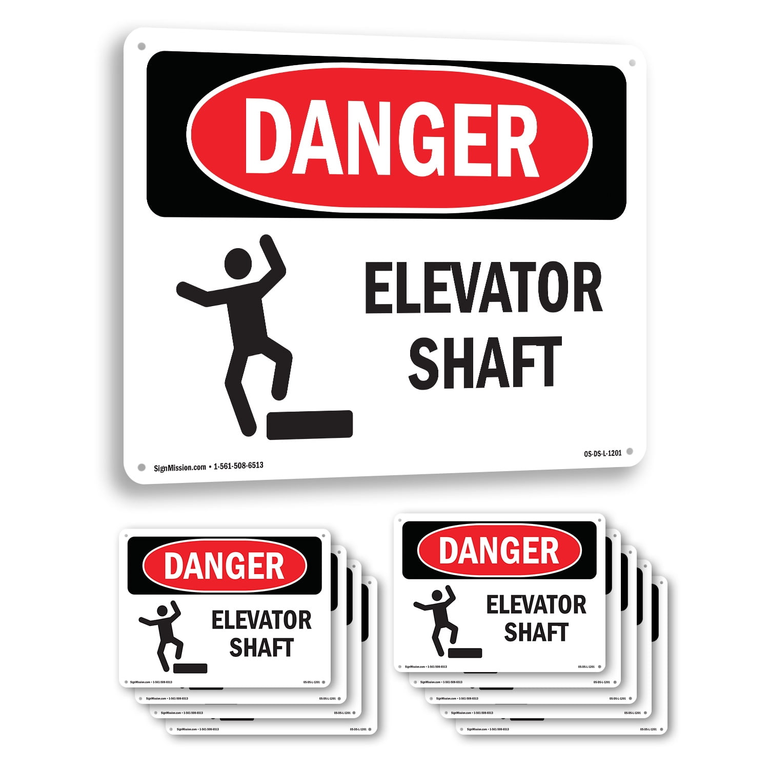 Elevator Shaft OSHA Danger Rigid Plastic Sign 24 Inch x 18 Inch - 10 ...