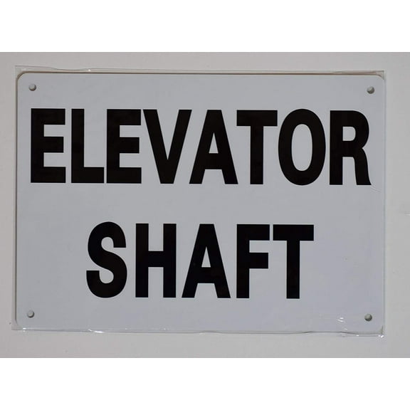 Elevator Shaft Sign (Aluminium Reflective, White 7x10)