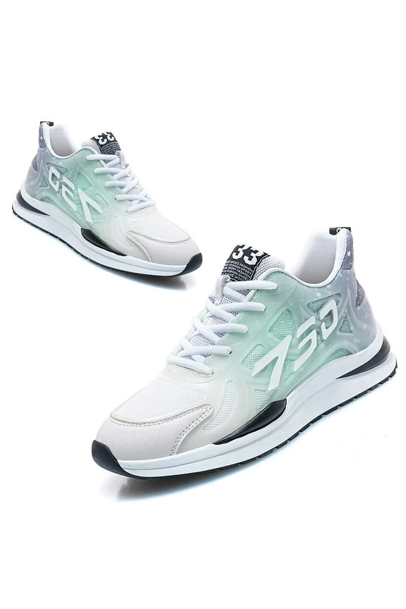 Elevator Shoes for Men Height Increase Lifting Sneakers, Mens Cloud Runners Boost 2.36 Inch Invisible Height Increasing Lace Up Hidden Heel Trainers White Green 40