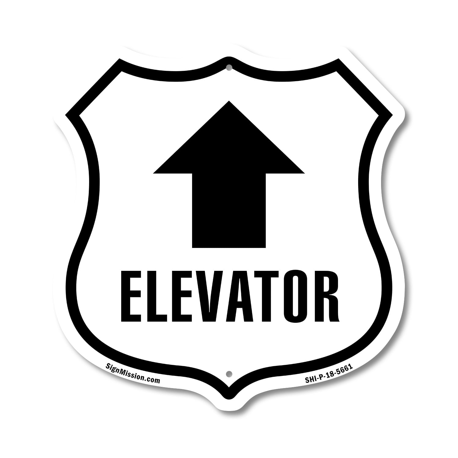 Elevator Up 12 inch X 12 inch Shield-Shaped Rust-Free Aluminum Metal ...