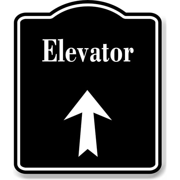Elevator_Up_Arrow_BLACK Aluminum Composite Sign, 20"x24"