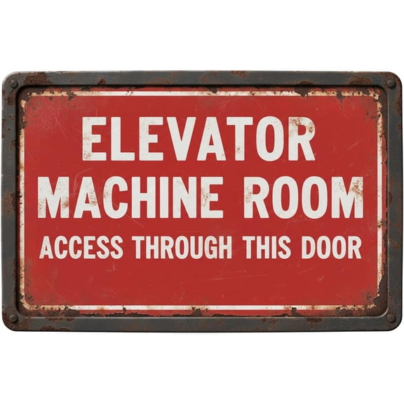 Elevator Warning Sign: Elevator Machine Room Access Through This Door Metal Sign 8"x12"Indoor/outdoor Use For Home & Office Vintage Signs Aluminum Plates Printed