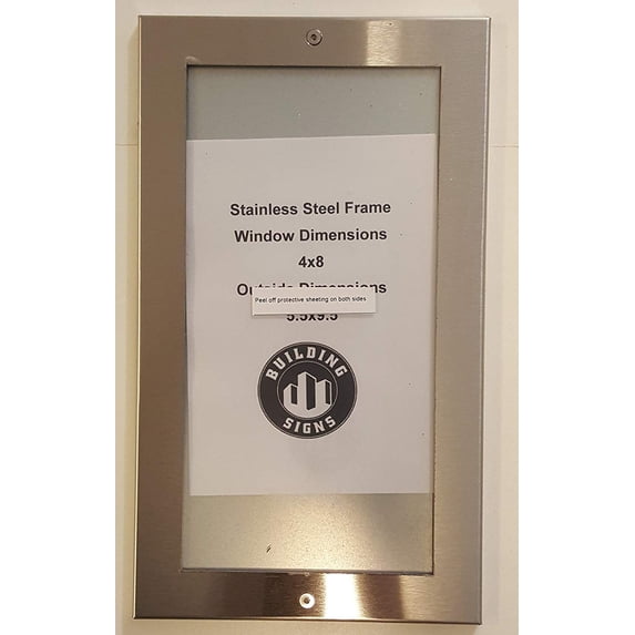 Elevator certificate frame 4x8 stainless Steel