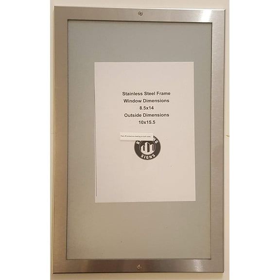 Elevator certificate frame 8.5" x 14" stainless Steel