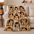 thumbnail image 1 of Eleven Corgi Dogs Peek From Rustic Windows Heart-Shaped, Playful Pet Portrait Pattern, Warm Flannel Blanket for Living Room and Reading Nook, Dog Lovers Christmas Gift, Pet Lover Home Decor, 1 of 9