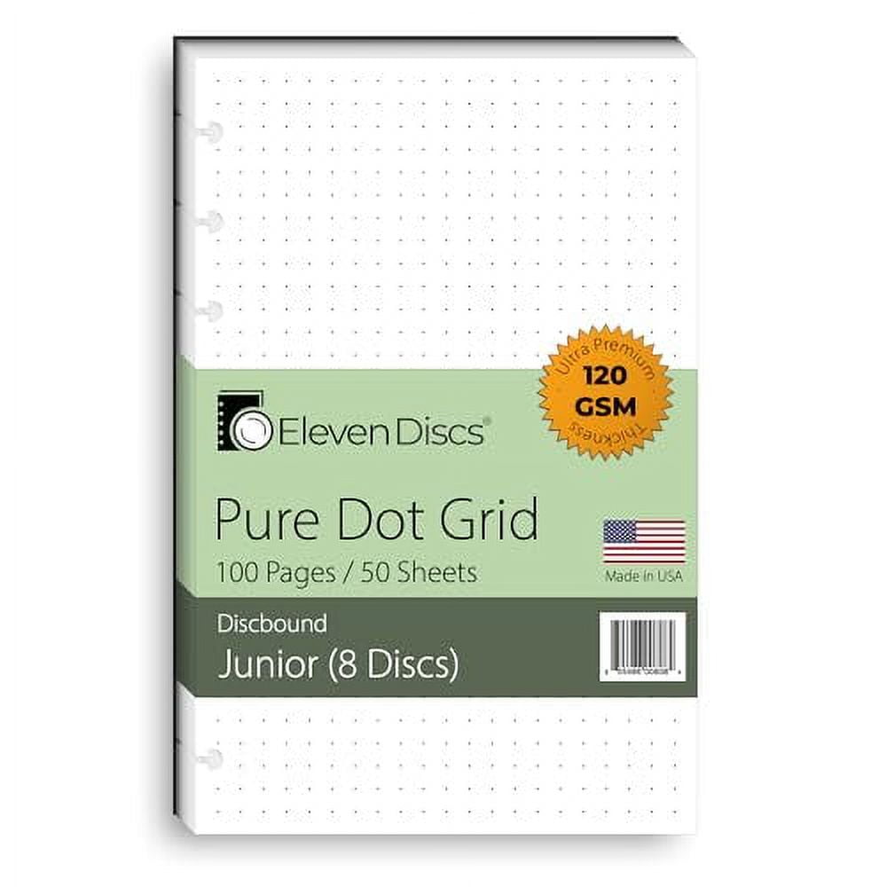 Eleven Discs Discbound Paper, Junior Size Pure Dot Grid Sheets Premium 120gsm Heavyweight