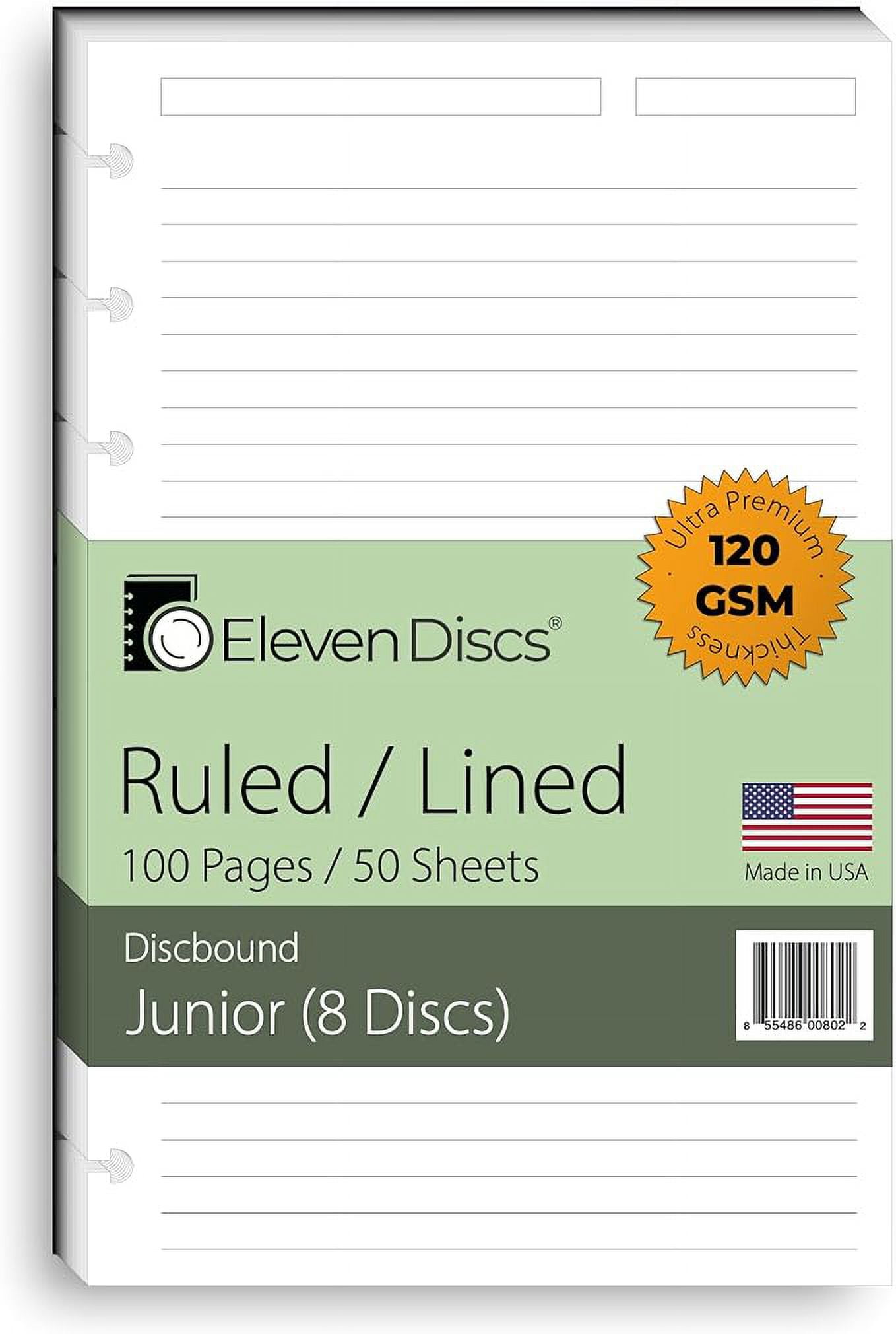 Eleven Discs Discbound Paper, Junior Size Ruled Sheets Premium 120gsm Heavyweight Notebook