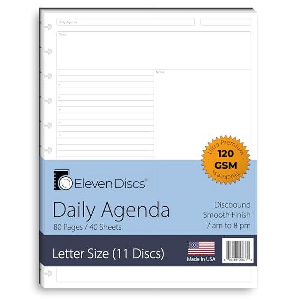 Eleven Discs Discbound Paper, Letter Size Daily Agenda Sheets Premium