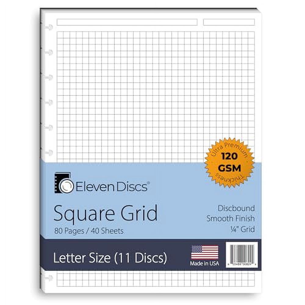 Eleven Discs Discbound Paper, Letter Size Square Grid Sheets Premium 120gsm Heavyweight