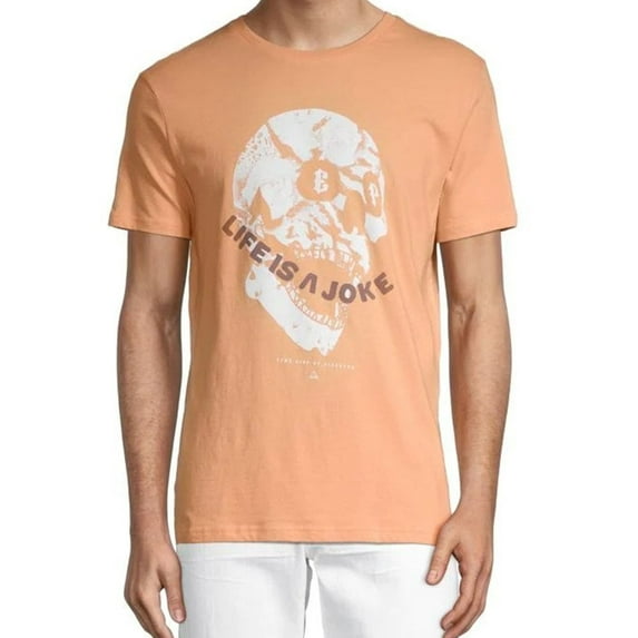Elevenparis Mens Skull Graphic T-Shirt, Orange, Large