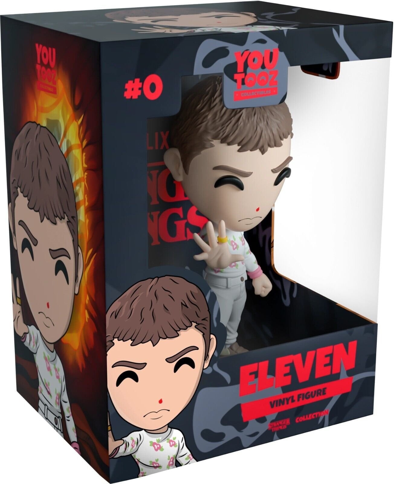 Eleven Vinyl Figure in White Floral Outfit with Brown Sneakers