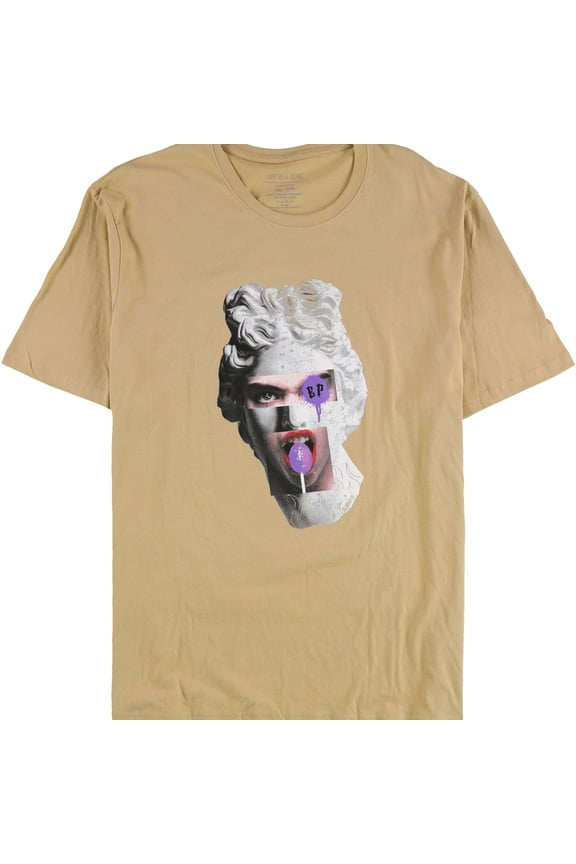 Elevenparis Mens Amor Graphic T-Shirt, Beige, XX-Large