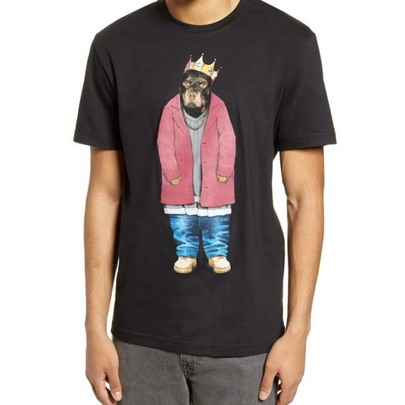 Elevenparis Mens Big Doggie Dog Graphic T-Shirt, Black, Large