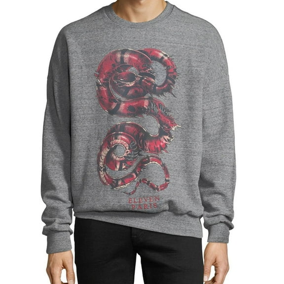 Elevenparis Mens Calao Snake Sweatshirt, Grey, Medium