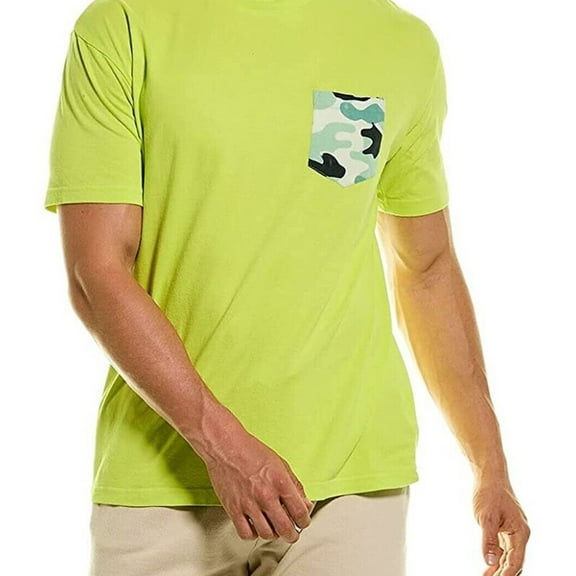 Elevenparis Mens Camo Pocket Basic T-Shirt, Green, Medium