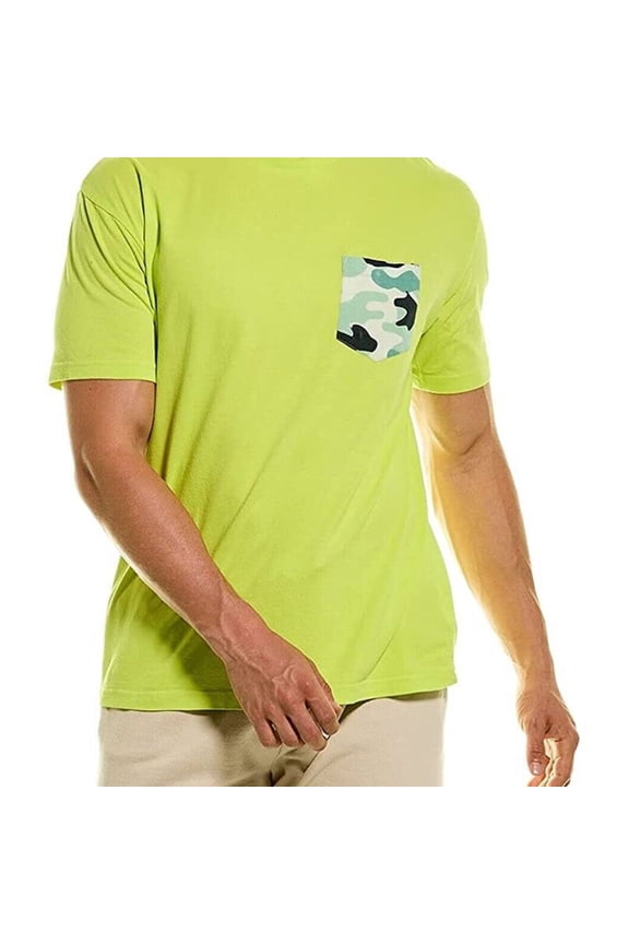 Elevenparis Mens Camo Pocket Basic T-Shirt, Green, Medium