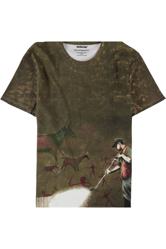 Elevenparis Mens Cave Cleaner Graphic T-Shirt, Brown, Large