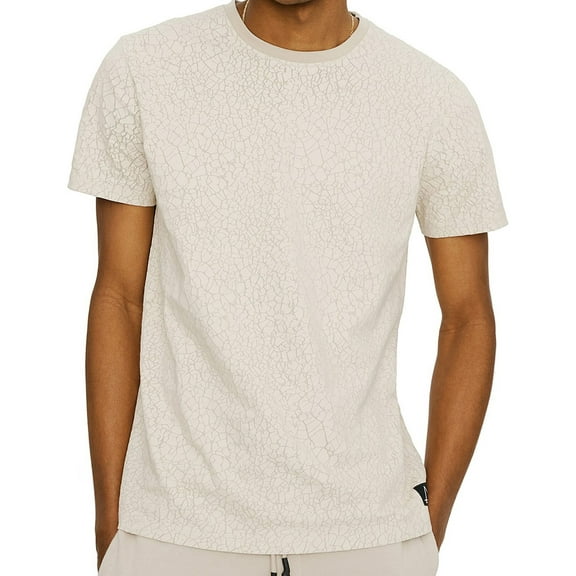 Elevenparis Mens Crackle Graphic T-Shirt, Off-White, Small