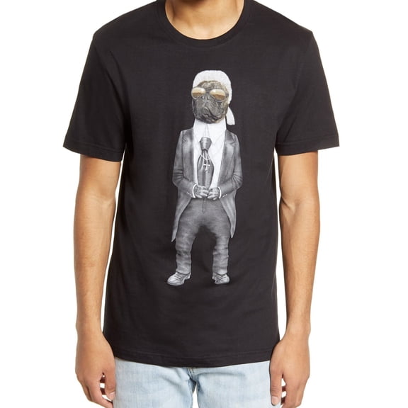 Elevenparis Mens Fashion Dog Graphic T-Shirt, Black, Medium