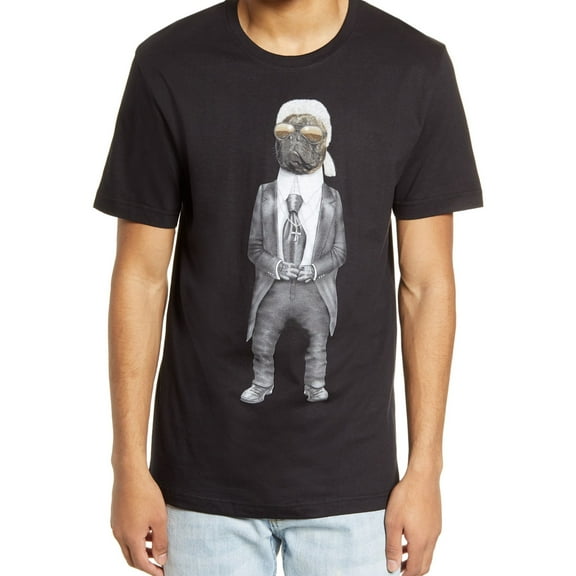 Elevenparis Mens Fashion Dog Graphic T-Shirt, Black, Medium