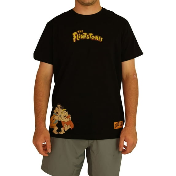 Elevenparis Mens Flintstones Graphic T-Shirt, Black, Medium