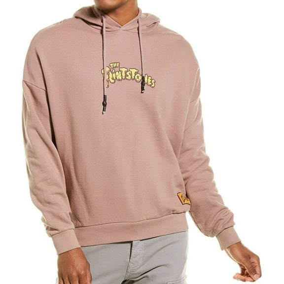 Elevenparis Mens Flintstones Hoodie Sweatshirt, Pink, X-Large