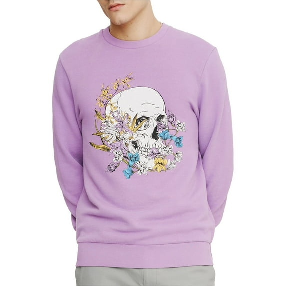Elevenparis Mens Floral Skull Sweatshirt, Purple, XX-Large