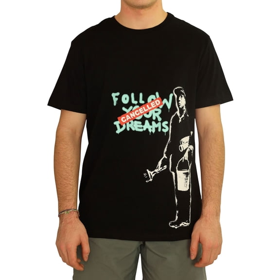 Elevenparis Mens Follow Your Dreams Graphic T-Shirt, Black, X-Large