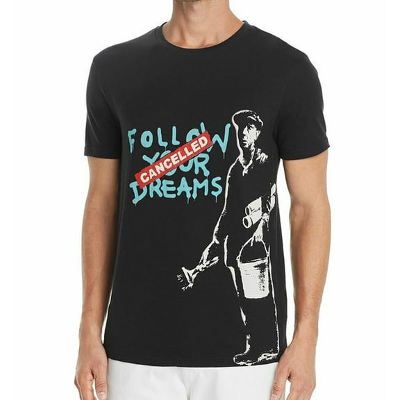 Elevenparis Mens Follow Your Dreams Graphic T-Shirt, Black, X-Large